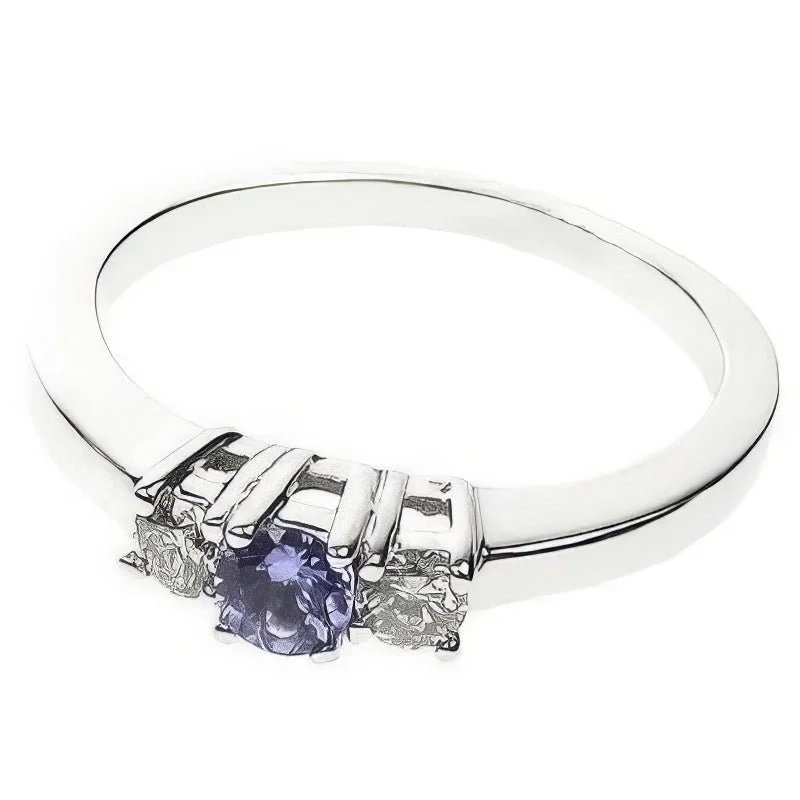 The vintage gemstone rings with rare emeralds gleamed brightly-0.50 CT Round Cut Diamonds & Tanzanites - Three Stone Ring