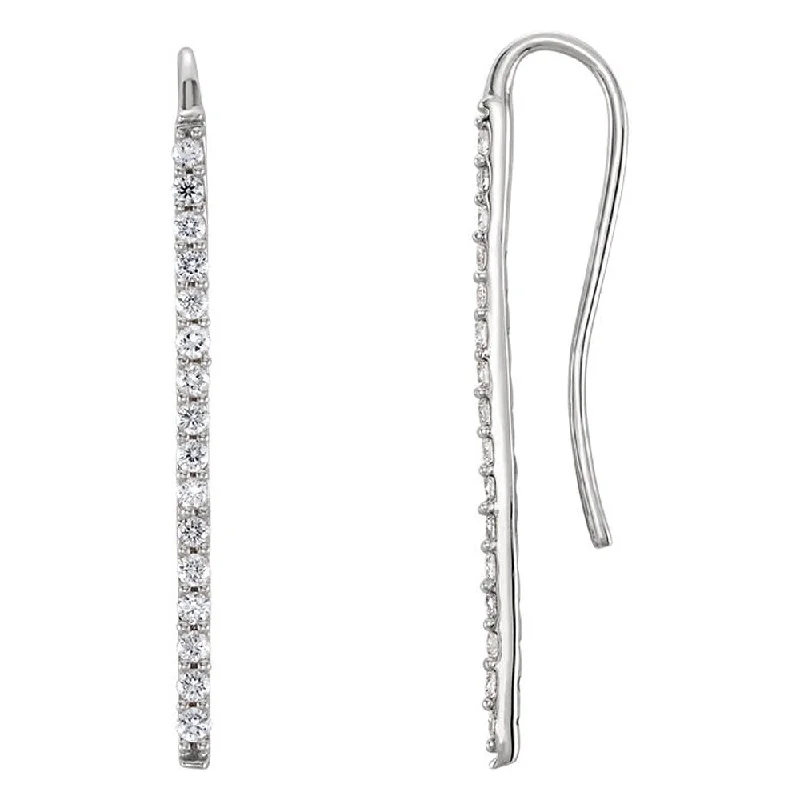 1.3 x 23mm 14k White Gold 1/3 CTW (H-I, I1) Diamond Bar Earrings