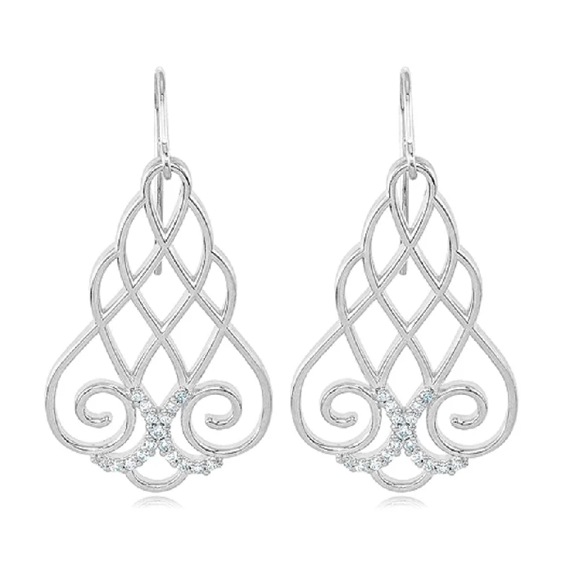 1/4 Carat Vintage Diamond Lattice Earrings in Sterling Silver