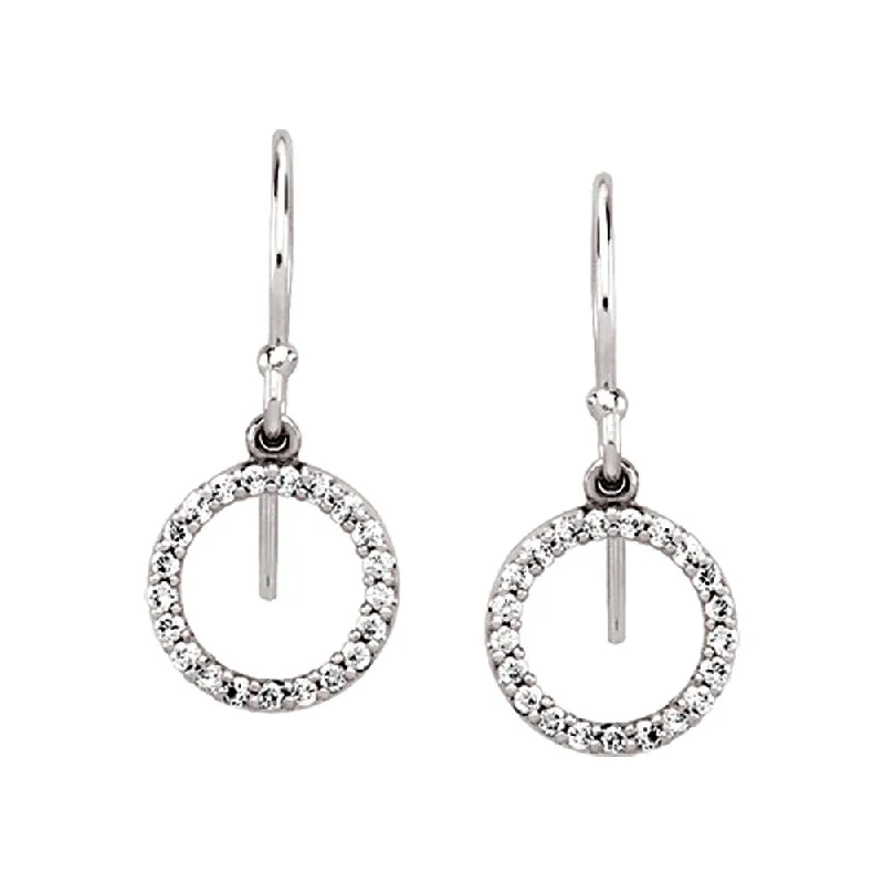 1/5 cttw Diamond Circle Dangle Earrings in 14k White