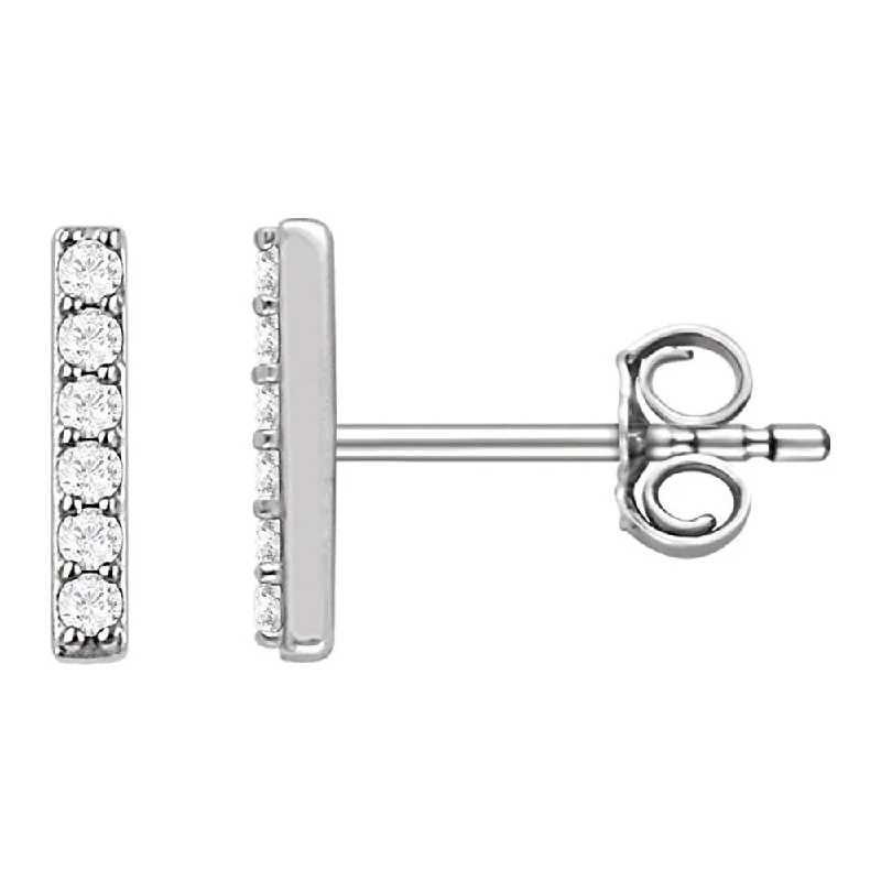 1.5 x 8.6mm 14k White Gold 1/10 CTW (H-I, I1) Diamond Bar Earrings