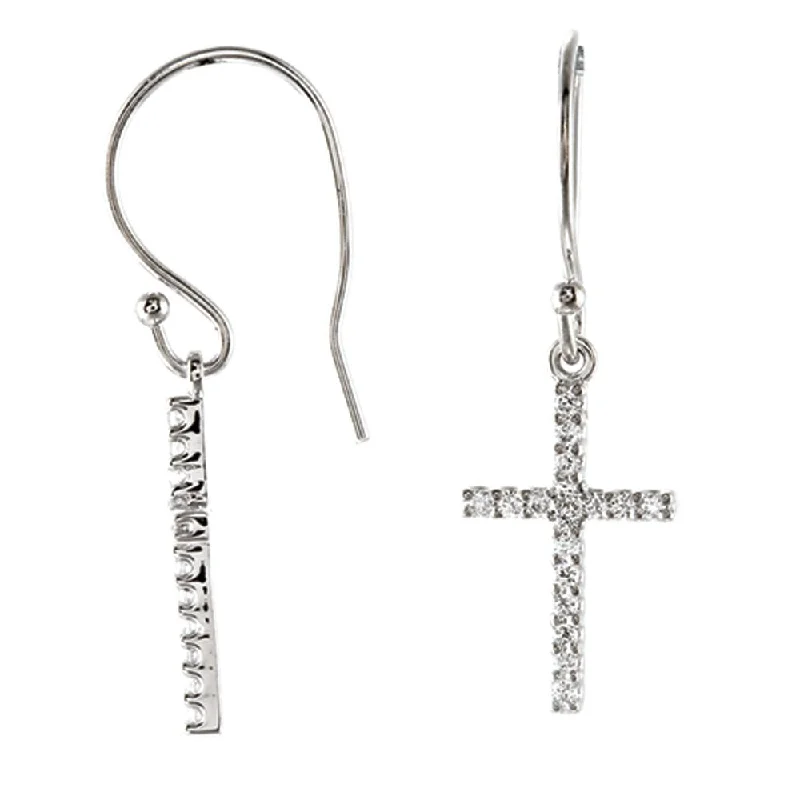 1/6 cttw Diamond Petite Cross Earring in 14k White Gold