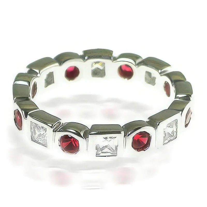 Bespoke gemstone rings tailored to preferences took weeks to make-1.65 CT Round & Princess Cut Rubies & Diamonds - Eternity Ring