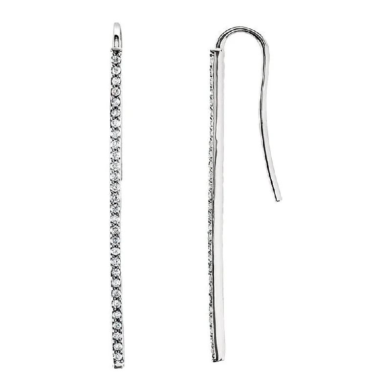 1.8 x 36mm Platinum 1/4 CTW (G-H, I2-I3) Diamond Vertical Bar Earrings