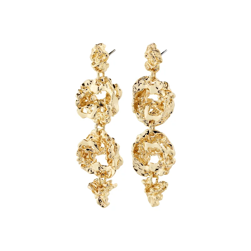 Drop earrings for evening events with intricate filigree details and vintage appeal -ACT earrings gold-plated