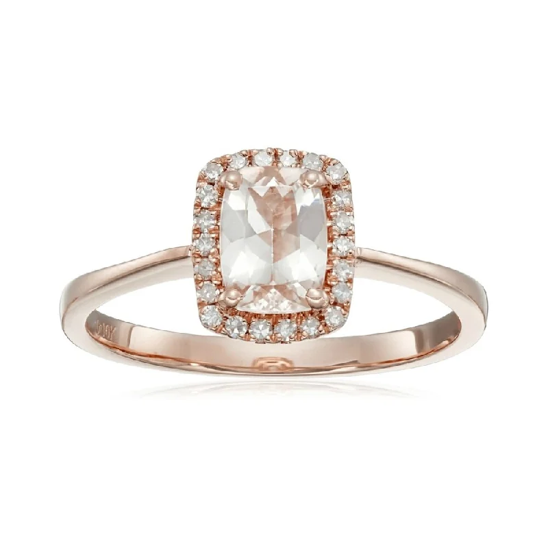 Her elegant gemstone rings featuring sparkling rubies turned heads-10k Rose gold Cushion-cut Morganite and 1/10ct TDW Diamond Ring (H-I,I1-I2)