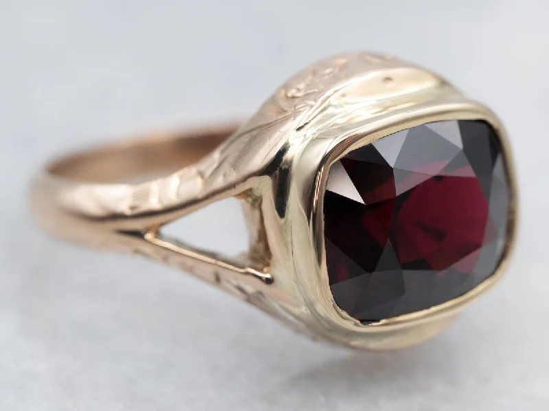 Her elegant gemstone rings featuring sparkling rubies turned heads-Cushion Cut Pyrope Garnet Solitaire Ring