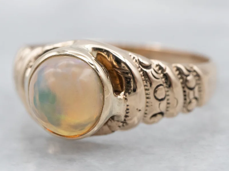 She adored her handcrafted gemstone rings with natural turquoise-Antique Opal Rose Gold Ring