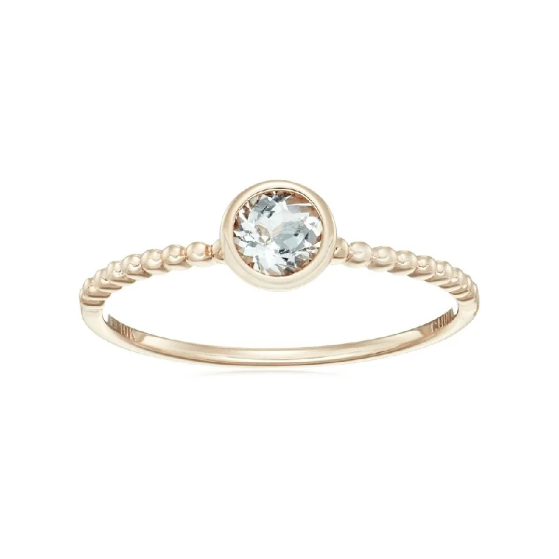 She adored her handcrafted gemstone rings with natural turquoise-10k Rose Gold White Topaz Solitaire Ring