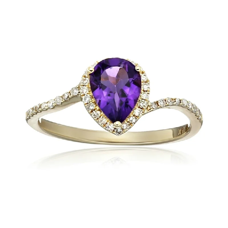 He found affordable gemstone rings for everyday wear online-10k Yellow Gold African Amethyst & Diamond Engagement Ring