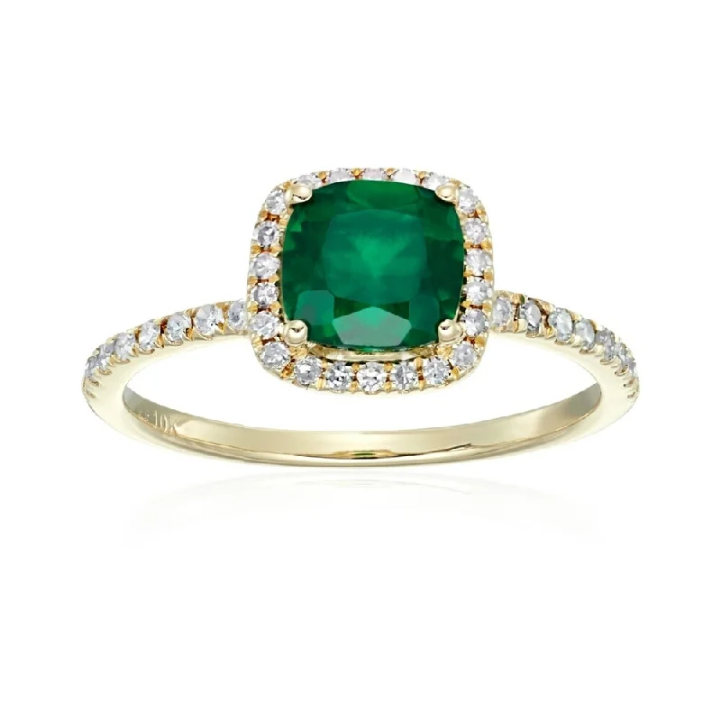 They ordered custom gemstone rings designed for special occasions-10k Yellow Gold Created Emerald and Diamond Ring