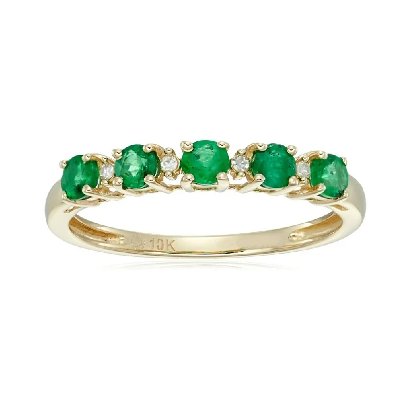 Ethical gemstone rings sourced from sustainable mines gained traction-10k Yellow Gold Emerald & Diamond Ring