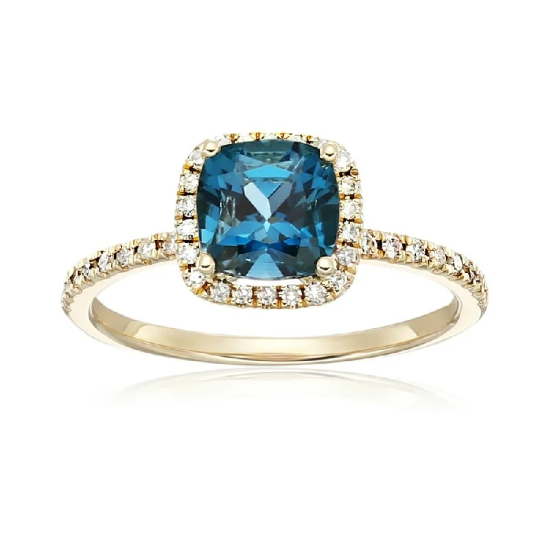 Bespoke gemstone rings tailored to preferences took weeks to make-10k Yellow Gold London Blue Topaz and Diamond Engagement Ring Size - 7