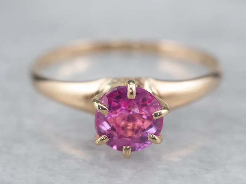 Designer gemstone rings showcased at jewelry expos impressed all-Pink Sapphire Solitaire Ring in Yellow Gold