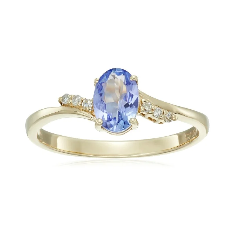 Bespoke gemstone rings tailored to preferences took weeks to make-10k Yellow Gold Tanzanite and Diamond Classic Ring, Size - 7