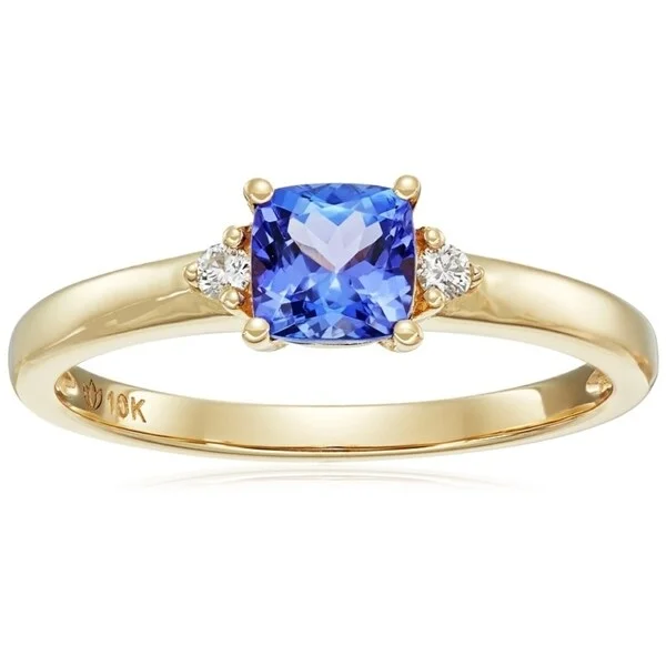 Ethical gemstone rings sourced from sustainable mines gained traction-10k Yellow Gold Tanzanite Diamond Accent Classic Engagement Ring, Sz 7 - Blue