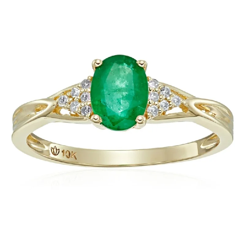 Unique gemstone rings crafted by local artisans sold fast-10KT GOLD Emerald and Diamond Ring