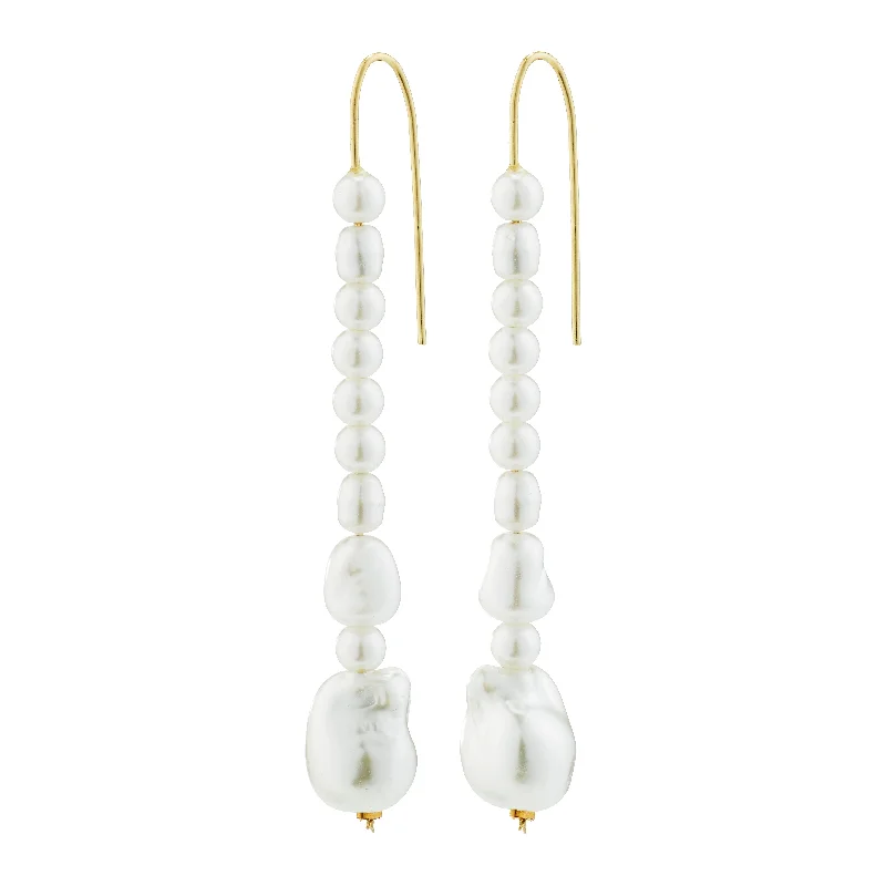 Drop earrings featuring sparkling zirconia stones for a luxurious yet affordable look -WILLPOWER pearl earrings gold-plated