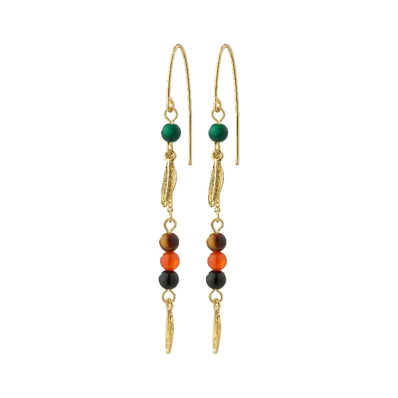 Drop earrings with semi-precious stones for natural beauty and elegant charm -ECHO chain earrings gold-plated