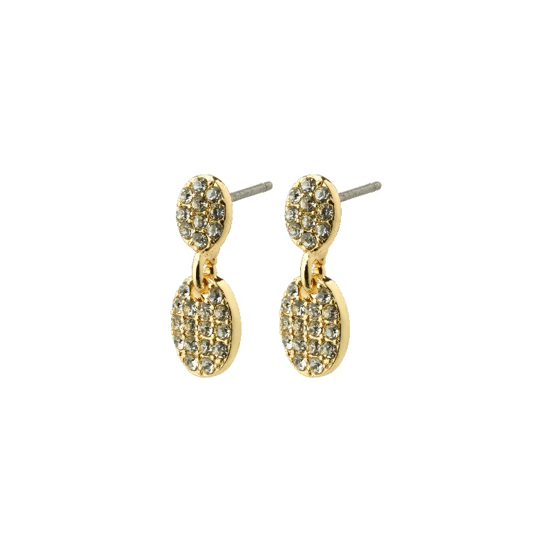 Drop earrings for brides with sparkling accents to complement wedding day style -BEAT crystal earrings gold-plated