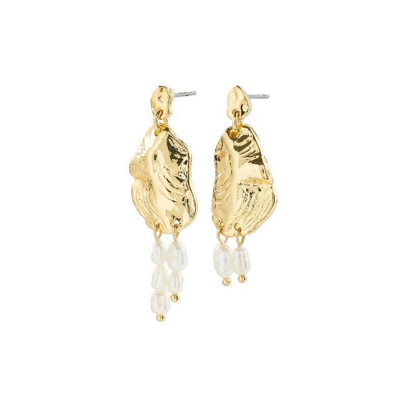 Drop earrings with colored glass beads for a playful and artistic design -BLOOM earrings white/gold-plated