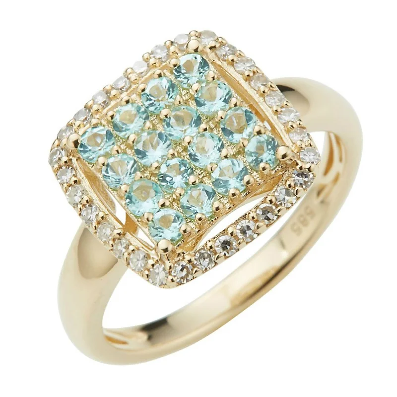 Designer gemstone rings showcased at jewelry expos impressed all-14K Gold Paraiba Tourmaline and Diamond Ring