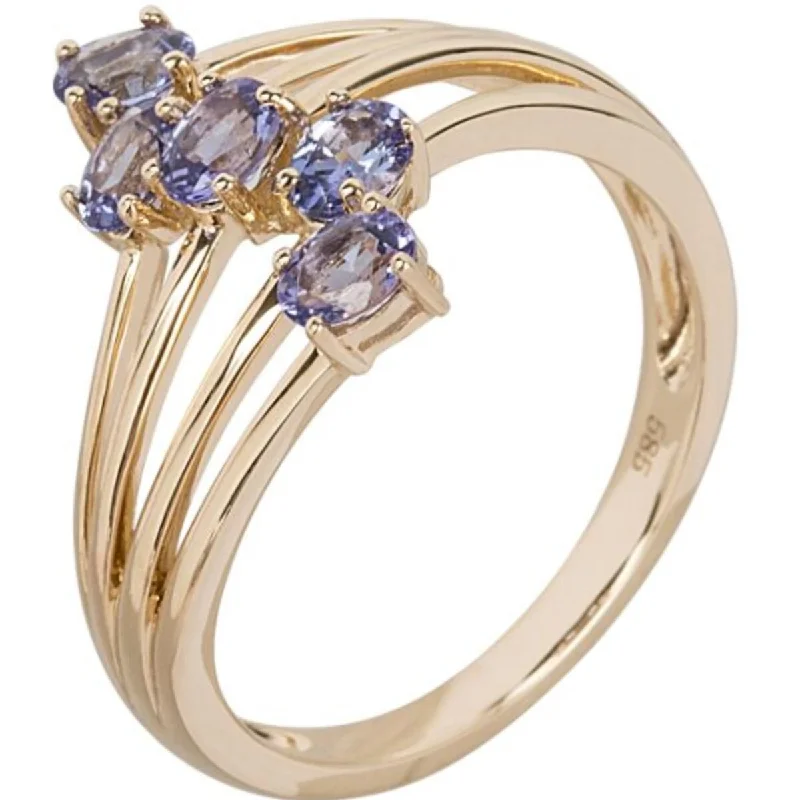 The vintage gemstone rings with rare emeralds gleamed brightly-14K Gold Tanzanite 5 Stone Ring