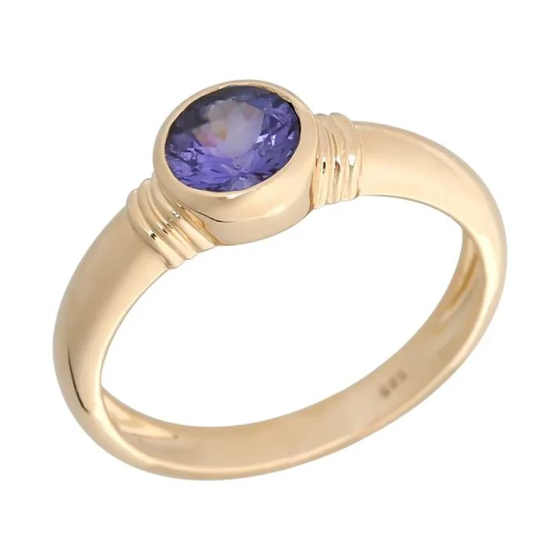 Affordable gemstone rings under fifty dollars surprised her greatly-14K Gold Tanzanite and Diamond Solitaire Ring