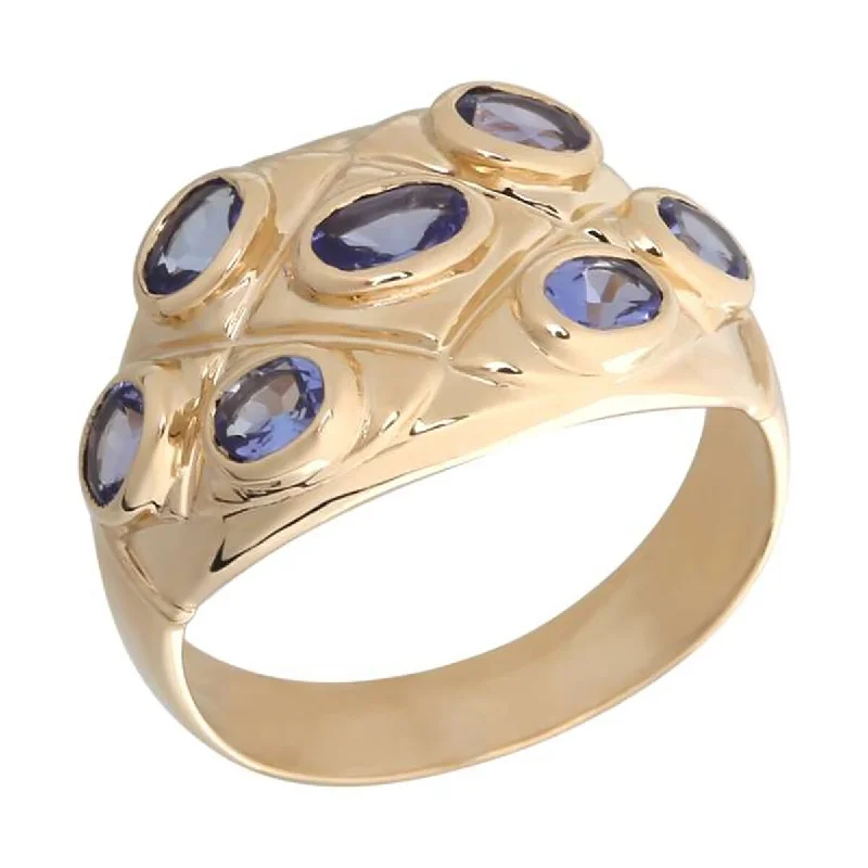 Delicate gemstone rings perfect for stacking adorned her fingers-14K Gold Tanzanite Bezel Set Ring