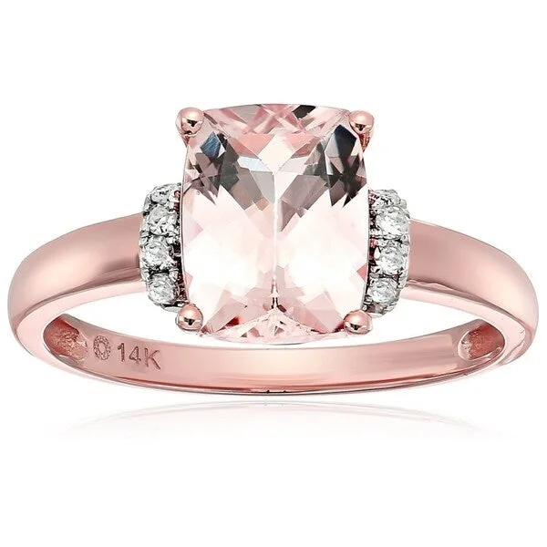 Bespoke gemstone rings tailored to preferences took weeks to make-14k Rose Gold Morganite, Diamond Solitaire Engagement Ring, Size 7 - Pink