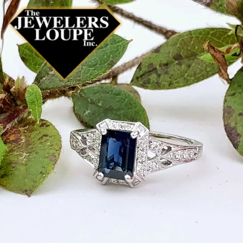 Her elegant gemstone rings featuring sparkling rubies turned heads-14K White Gold .50ctw Diamond and 1.10ctw Sapphire Ring (81640)