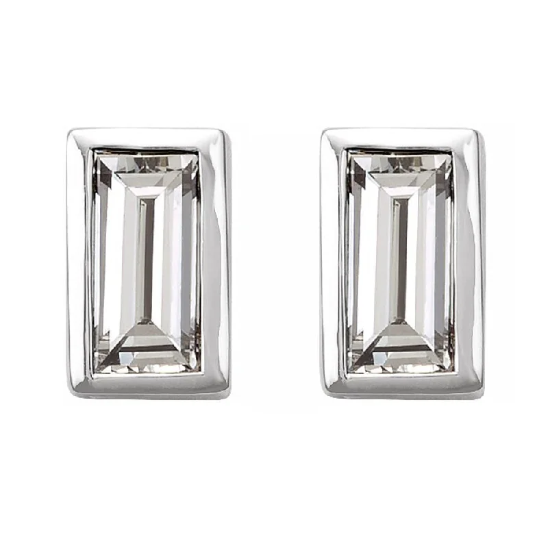 14K White Gold Diamond Baguette (SI2-SI3, G-H) Post Earrings