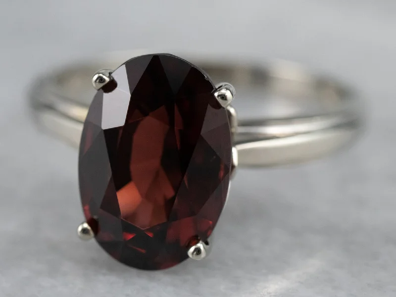 Delicate gemstone rings perfect for stacking adorned her fingers-Rhodolite Garnet Solitaire Ring in White Gold