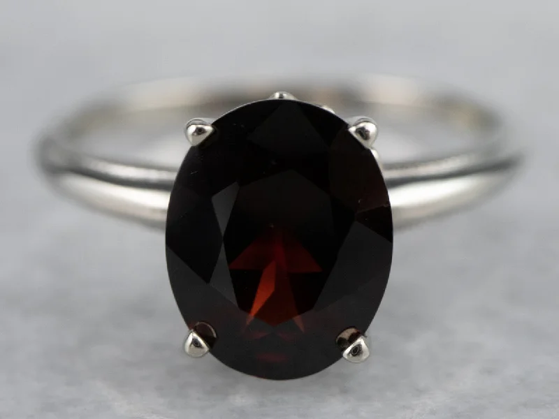 Unique gemstone rings crafted by local artisans sold fast-White Gold Garnet Solitaire Ring