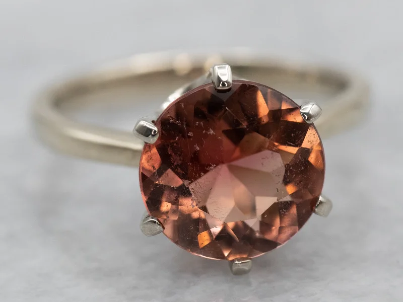 He found affordable gemstone rings for everyday wear online-14K White Gold Pink Tourmaline Solitaire Ring