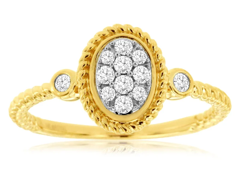 Classic gemstone rings in timeless gold bands never fade-14K Yellow Gold .19ctw Diamond Oval Cluster Ring (97939)