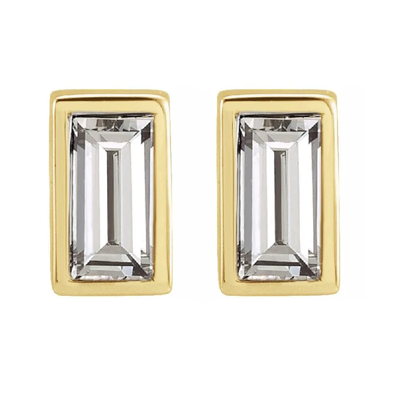 14K Yellow Gold Diamond Baguette (SI2-SI3, G-H) Post Earrings