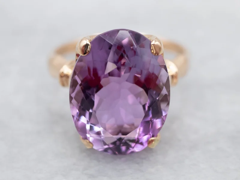 He found affordable gemstone rings for everyday wear online-Bold Amethyst Statement Ring