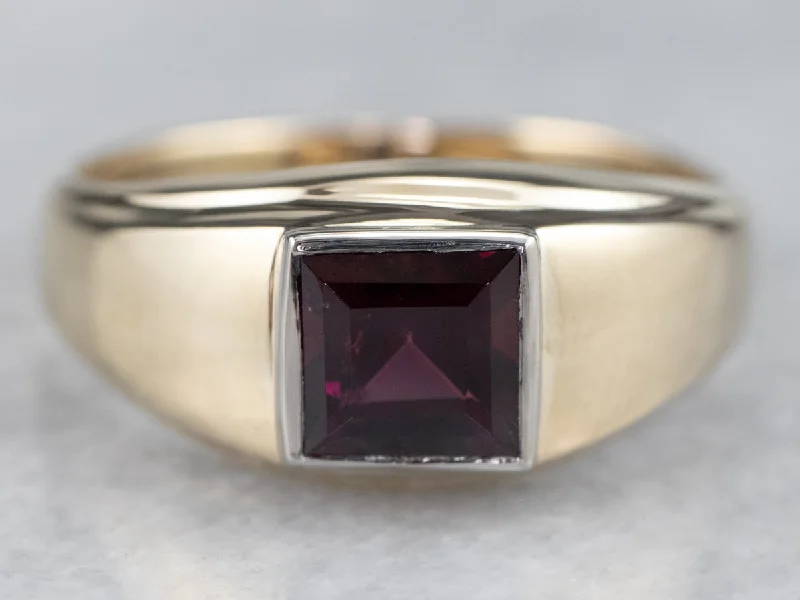 Heirloom gemstone rings passed down through generations held memories-Unisex Garnet Solitaire Ring