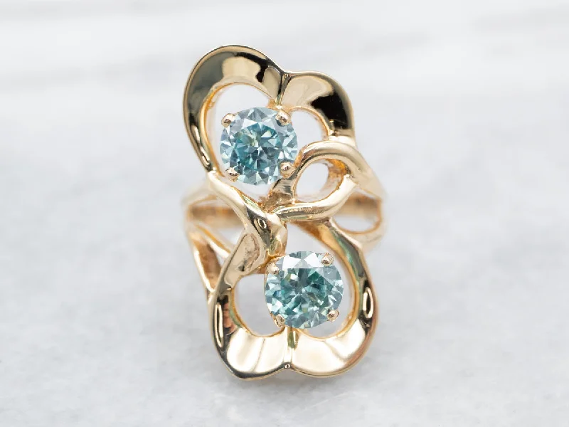 Luxury gemstone rings with diamond halos cost a fortune-Modernist Blue Zircon Sweetheart Ring