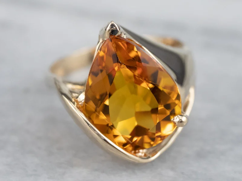 They ordered custom gemstone rings designed for special occasions-Modernist Citrine Cocktail Ring