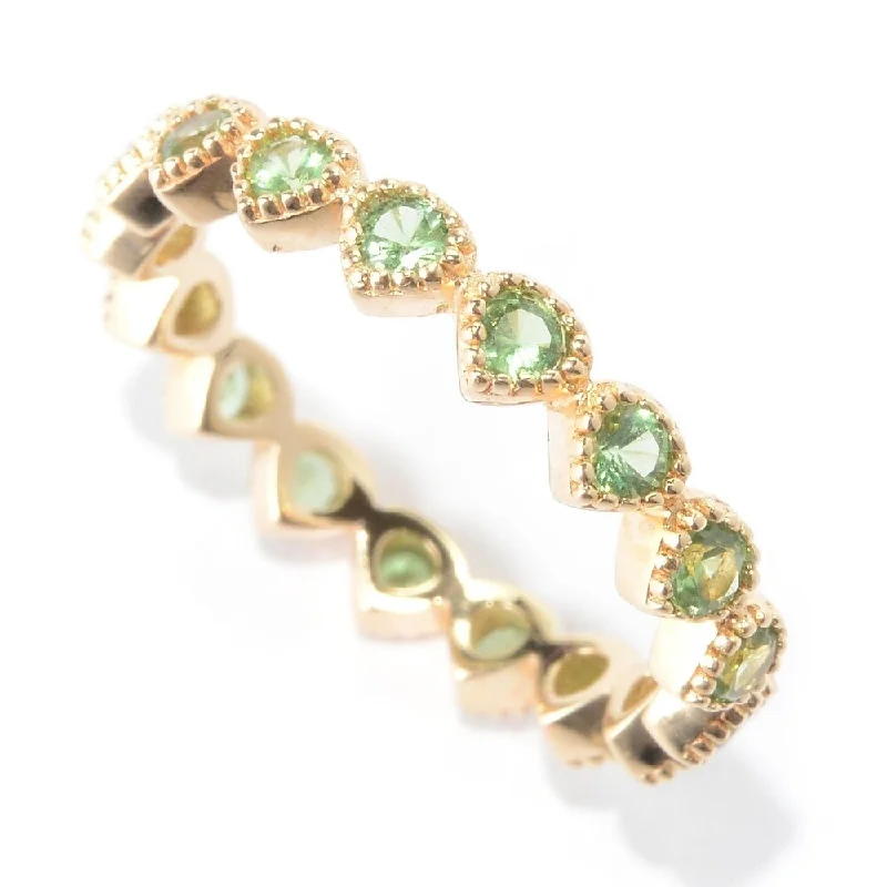 Luxury gemstone rings with diamond halos cost a fortune-14K Yellow Gold Over Sterling Silver 0.8ctw Tsavorite Ring