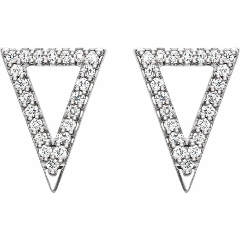 14k Yellow or White Gold 1/5 Ctw Diamond Triangle Earrings, 8.5 x 12mm