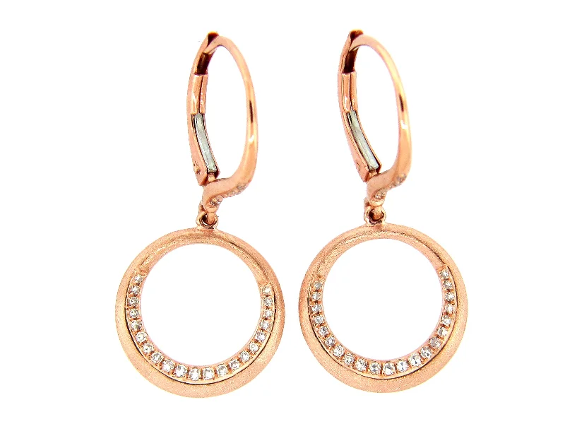 Drop earrings with diamond accents for an elegant and luxurious appearance -14KRD 0.23CTW BR DIA DANGLE HOOP SATIN FINISH EARRINGS