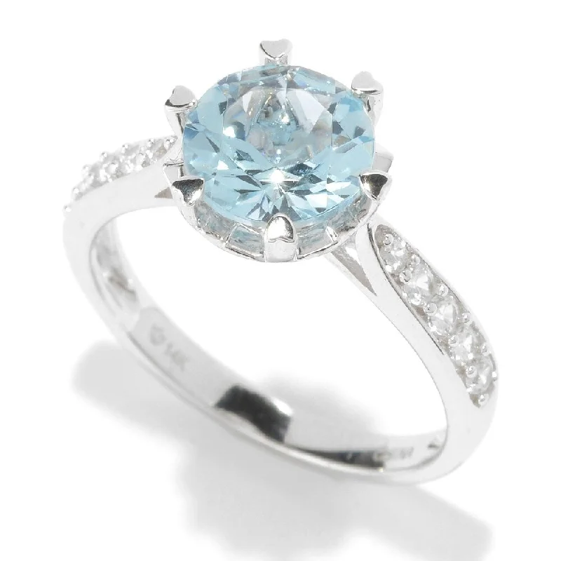 They ordered custom gemstone rings designed for special occasions-14Kt Gold Aquamarine and White Natural Zircon Ring