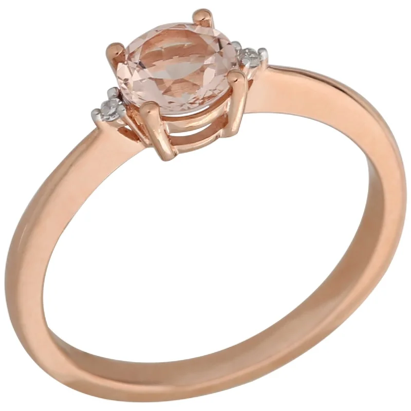 Personalized gemstone rings engraved with initials felt so special-14Kt Rose Gold Morganite and Diamond Ring