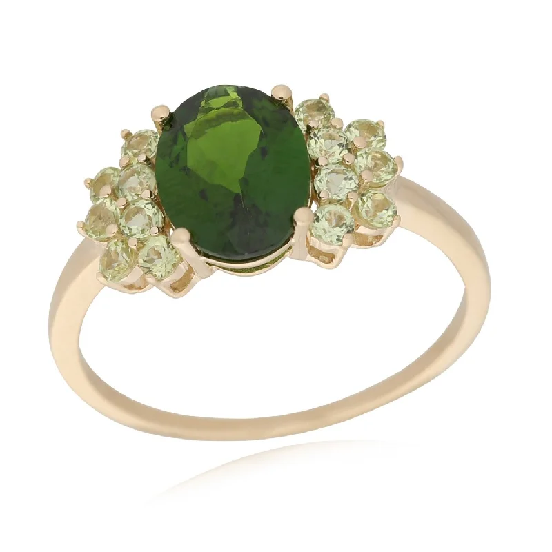 Classic gemstone rings in timeless gold bands never fade-14Kt Yellow Gold Peridot and Chrome Diopside Ring