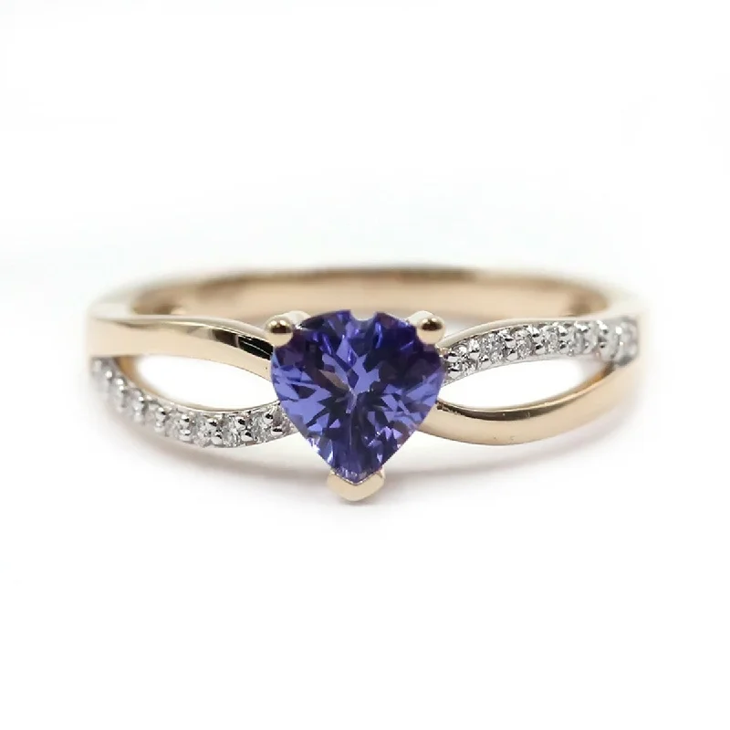 She adored her handcrafted gemstone rings with natural turquoise-14Kt Yellow Gold Tanzanite and Diamond Ring