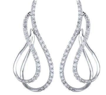 Drop earrings with geometric shapes and modern appeal for fashionable women -14KWG BR 0.99CTW DIA DOUBLE TEARDROP OPEN DESIGN DROP EARRING.