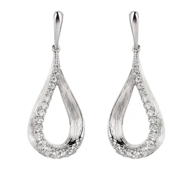 Trendy drop earrings featuring pearl drops for a classic and sophisticated look -14KYG BR 0.26CTW DIA OPEN PEAR SHAPE DROP EARRINGS.